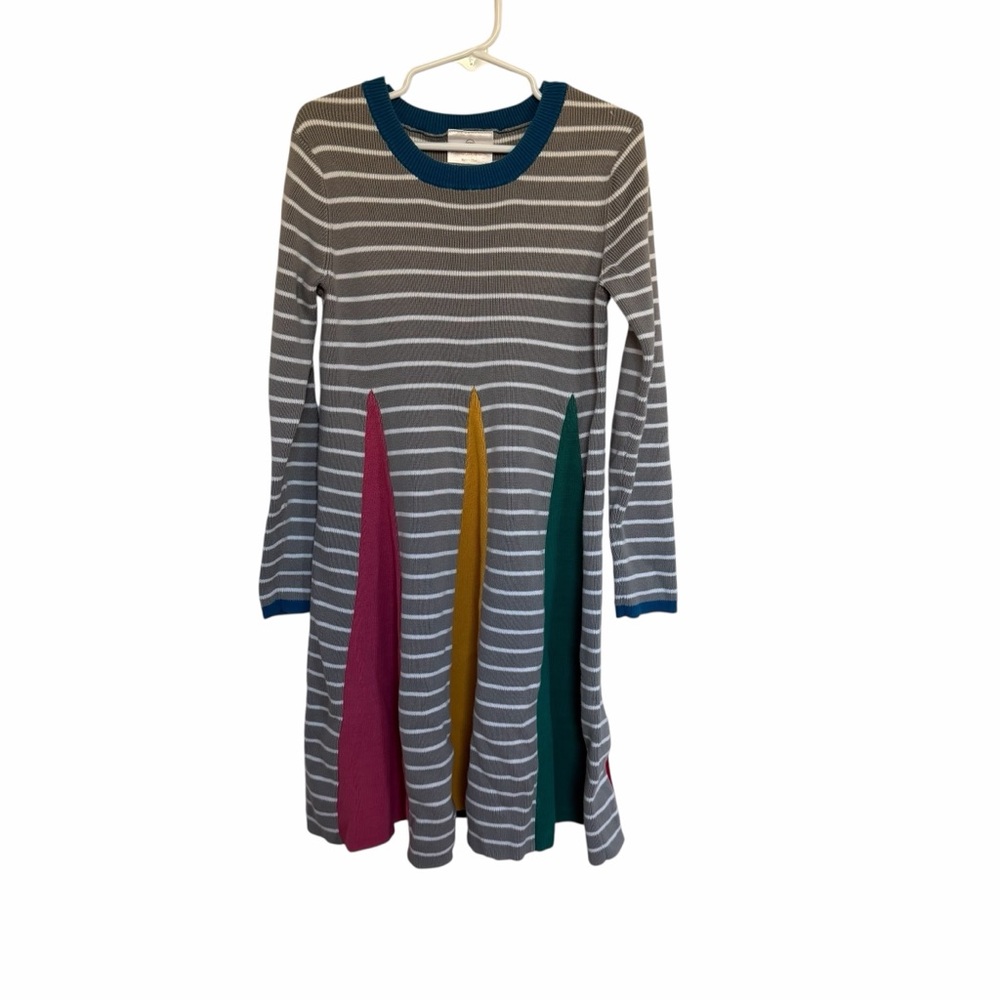 Hanna Andersson Rainbow Sweater Dress 100% Cotton‎ Colorful A-Line Knee Length